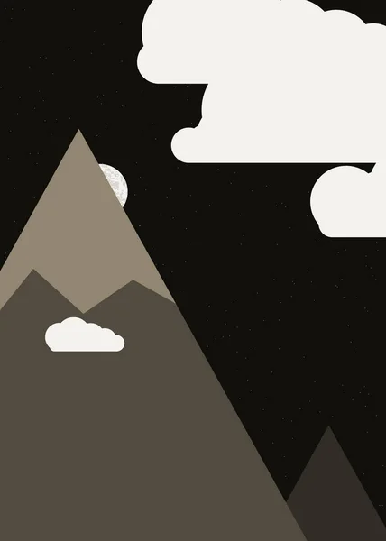 Ilustrasi Vektor Dari Pegunungan Panorama Terhadap Langit Dengan Bentuk Sederhana - Stok Vektor