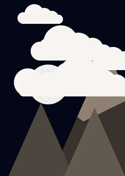Basit Formların Gökyüzüne Karşı Panoramik Dağların Vektör Çizimi — Stok Vektör