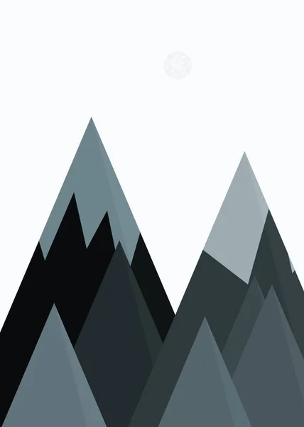 Illustration Vectorielle Art Minimaliste Concept Avec Montagnes — Image vectorielle