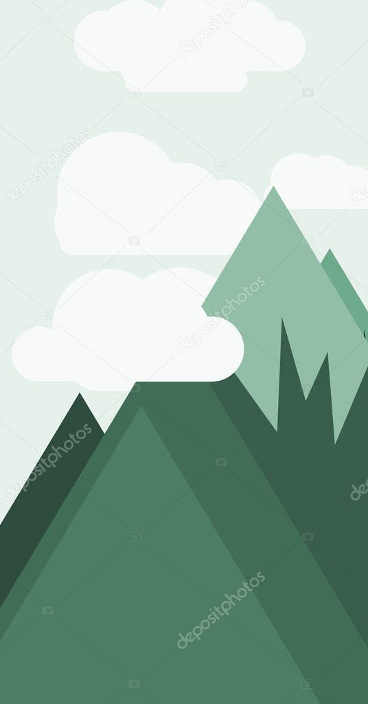 Mountains panorama abstract random placed generative art background illustration