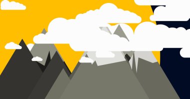 Dağlar Panorame Soyut Rasgele Yerleştirilmiş Üretici Sanat arkaplan illüstrasyonu