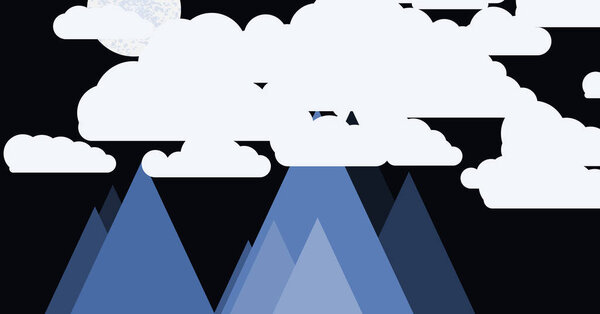 Mountains panorama abstract random placed generative art background illustration