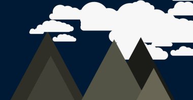 Ayın soyut rastgele yerleştirilmiş üretken sanat arkaplanı illüstrasyonuyla panoramik görüntüler