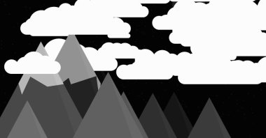 Ayın soyut rastgele yerleştirilmiş üretken sanat arkaplanı illüstrasyonuyla panoramik görüntüler