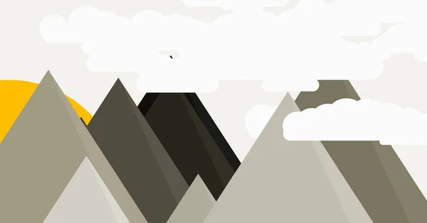 Ilustração Montanhas Panorâmicas Fundo Arte Geradora Lua — Vetor de Stock