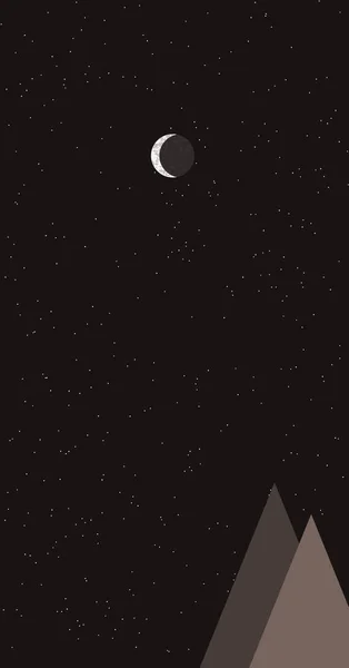 Berge Panoramablick Mit Mond Abstrakt Zufällig Platziert Generative Kunst Hintergrund — Stockvektor