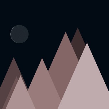 Ay ve dağlar panoramik üretken sanat arkaplan çizimleri