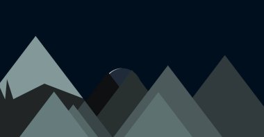 Ayın soyut rastgele yerleştirildiği panorama dağları üretken sanat arkaplanı çizimi