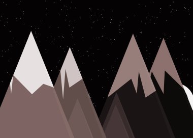 Ay ve dağlar panoramik üretken sanat arkaplan çizimleri