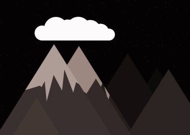 Ay ve dağlar panoramik üretken sanat arkaplan çizimleri