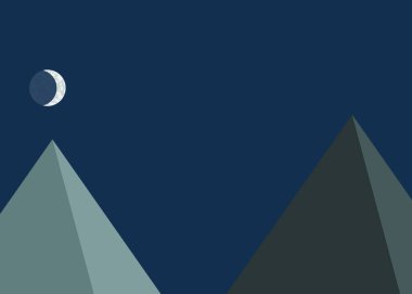 Ay ve dağlar panoramik üretken sanat arkaplan çizimleri