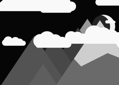 Ay ve dağlar panoramik üretken sanat arkaplan çizimleri