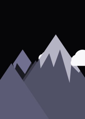 Ay ve dağlar panoramik üretken sanat arkaplan çizimleri