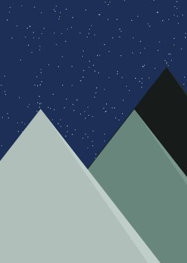 Ay ve dağlar panoramik üretken sanat arkaplan çizimleri