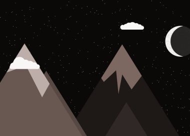 Ay ve dağlar panoramik üretken sanat arkaplan çizimleri