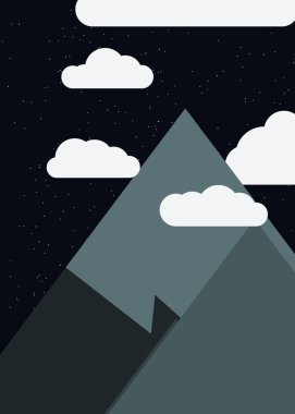 Ay ve Dağlar Panorama, Üretici Sanat arka planı, vektör illüstrasyonu