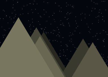 Ay ve Dağlar Panorama, Üretici Sanat arka planı, vektör illüstrasyonu