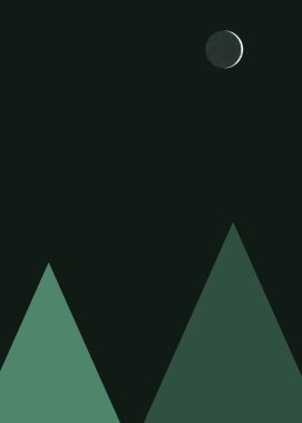 Ay ve Dağlar Panorama, Üretici Sanat arka planı, vektör illüstrasyonu