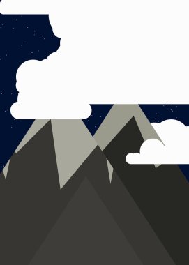 Ay ve Dağlar Panorama, Üretici Sanat arka planı, vektör illüstrasyonu