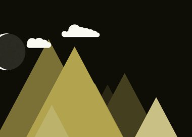 Ay ve dağlar panoramik üretken sanat arkaplan çizimleri