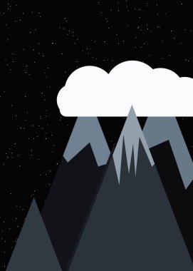 Ay ve dağlar panoramik üretken sanat arkaplan çizimleri