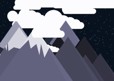 sanat dağları ve ay panoramik görünümü üretken sanat arkaplan illüstrasyonu