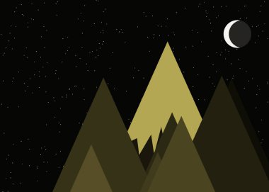 Ay ve dağlar panoramik üretken sanat arkaplan çizimleri