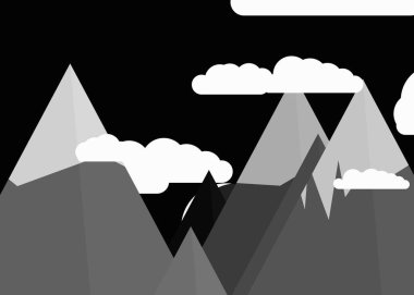 Ay ve Dağlar Panorama, Üretici Sanat arka planı, vektör illüstrasyonu