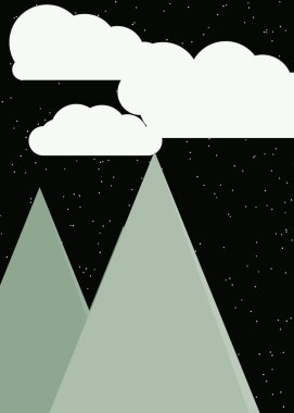 Ay ve Dağlar Panorama, Üretici Sanat arka planı, vektör illüstrasyonu