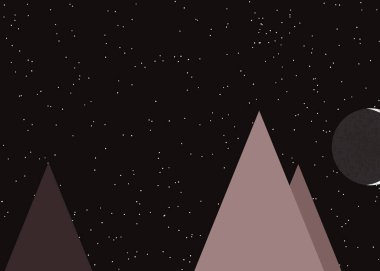 Ay ve Dağlar Panorama, Üretici Sanat arka planı, vektör illüstrasyonu