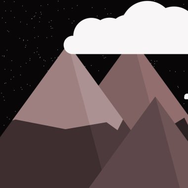 Ay ve Dağlar Panorama, Üretici Sanat arka planı, vektör illüstrasyonu