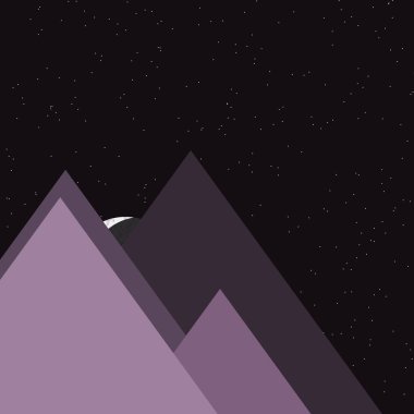 Ay ve Dağlar Panorama, Üretici Sanat arka planı, vektör illüstrasyonu