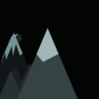 Rastgele yerleştirilen dağlar panorama, üretken sanat arka planı, vektör illüstrasyonu  