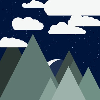 Rastgele yerleştirilen dağlar panorama, üretken sanat arka planı, vektör illüstrasyonu  