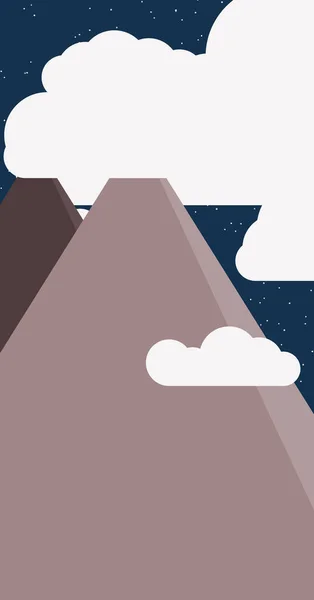 Concept Vector Illustration Moon Mountains Art Background Design — Stock Vector