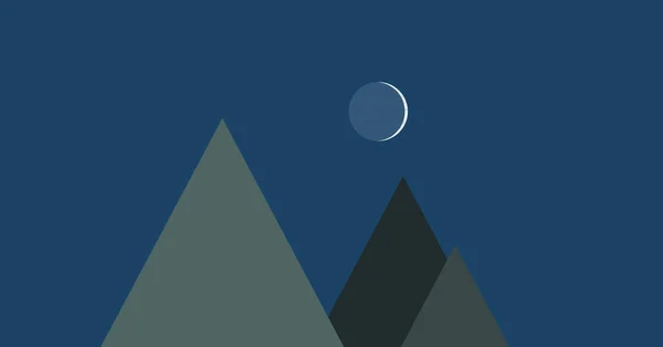 Montagnes Vue Panoramique Avec Lune Abstrait Aléatoire Placé Art Génératif — Image vectorielle