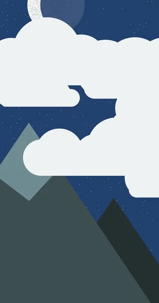 Montanhas Panorama Com Lua Abstrato Aleatório Colocado Arte Gerativa Fundo — Vetor de Stock