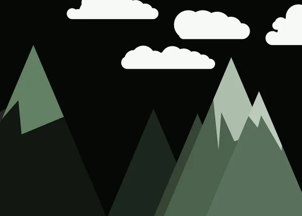 Mond Und Berge Panoramische Generative Kunst Hintergrund Illustration — Stockvektor
