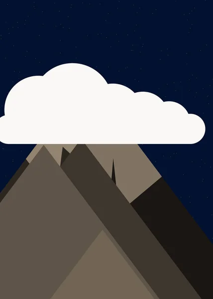 Φεγγάρι Και Βουνά Πανοραμική Απεικόνιση Υποβάθρου Τέχνης — Διανυσματικό Αρχείο