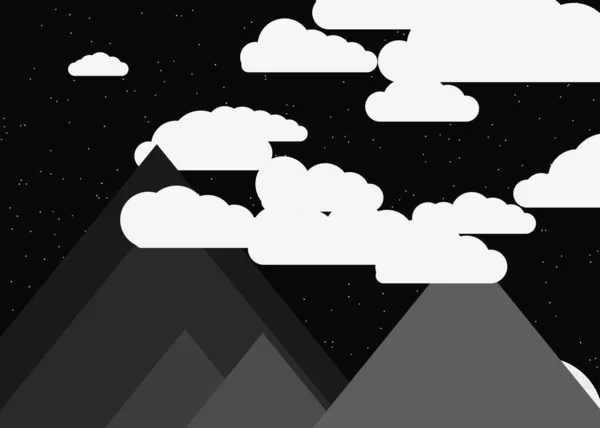 Φεγγάρι Και Βουνά Πανοραμική Απεικόνιση Υποβάθρου Τέχνης — Διανυσματικό Αρχείο