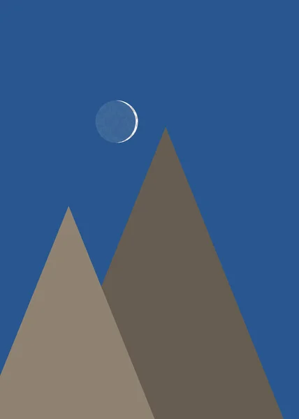 Luna Montagne Panoramica Arte Generativa Sfondo Illustrazione — Vettoriale Stock