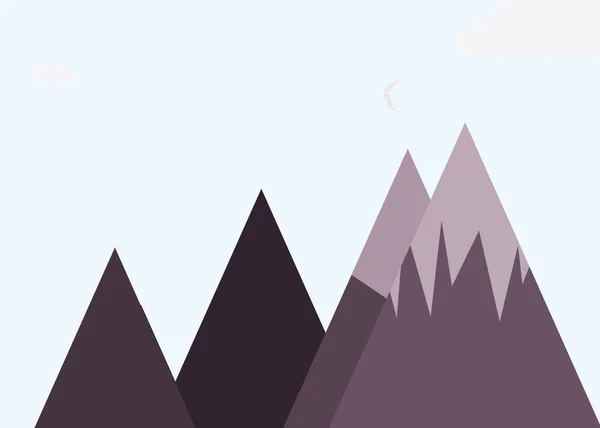 Mond Und Berge Panoramische Generative Kunst Hintergrund Illustration — Stockvektor