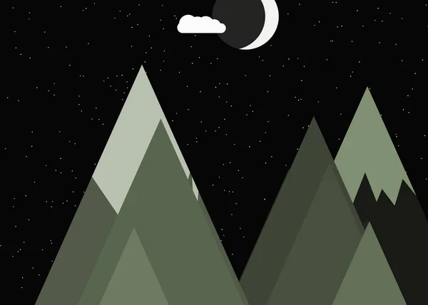 Luna Montañas Arte Generativo Panorámico Fondo Ilustración — Vector de stock