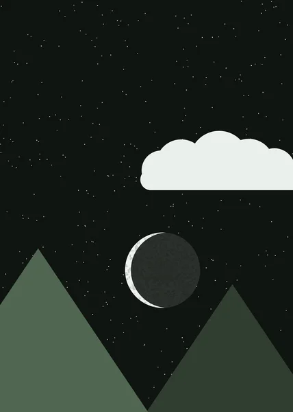 Moon Mountains Panoramic Generative Art Background Illustration — Stock Vector