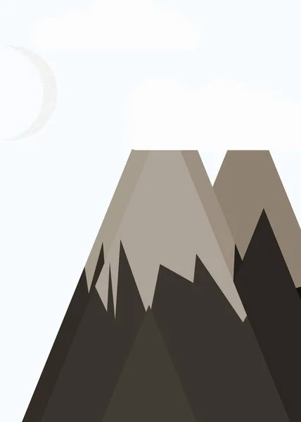 Luna Montagne Panorama Sfondo Artistico Generativo Illustrazione Vettoriale — Vettoriale Stock