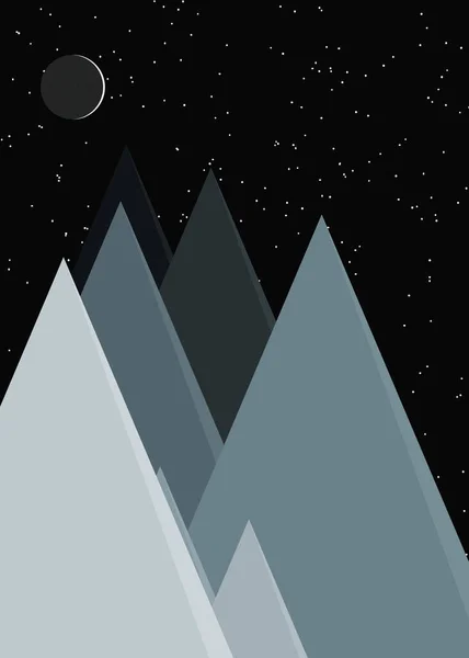 Moon Mountains Panorama Generative Art Background Vector Illustration — Stock Vector