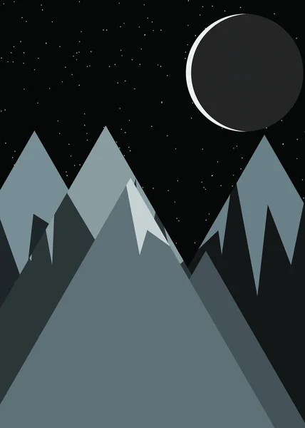 Mond Und Berge Panorama Generative Kunst Hintergrund Vektorillustration — Stockvektor