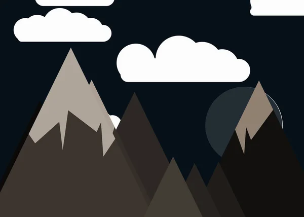 Lune Montagnes Panoramique Art Génératif Fond Illustration — Image vectorielle