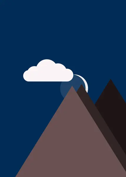 Måne Och Berg Panorama Generativ Konst Bakgrund Illustration — Stock vektor