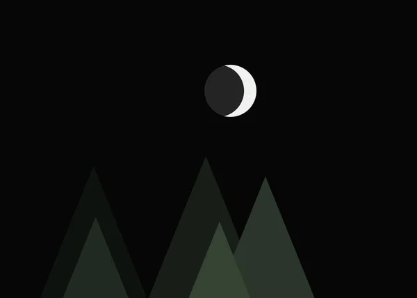 Luna Montañas Arte Generativo Panorámico Fondo Ilustración — Vector de stock